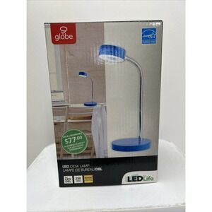 Globe Electric 12645 Energy Star Integrated LED Desk Lamp, Retro Blue, Chrome